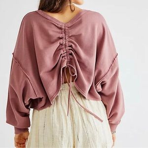 Free People Bar Ruched Back Pullover
